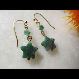 GEMSTONE Verdite Star Earrings Gold Earwires